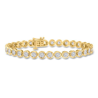 3.00 ct. t.w. Bezel-Set Diamond Tennis Bracelet in 18kt Gold Over Sterling