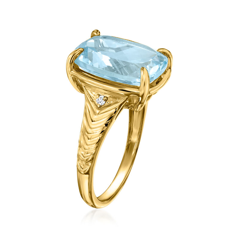 8.00 Carat Sky Blue Topaz Ring with Lab-Grown Diamonds in 18kt Gold Over Sterling image number 2