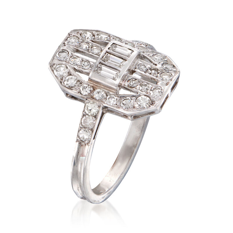 C. 1990 Vintage .80 ct. t.w. Diamond Cocktail Ring in Platinum image number 2
