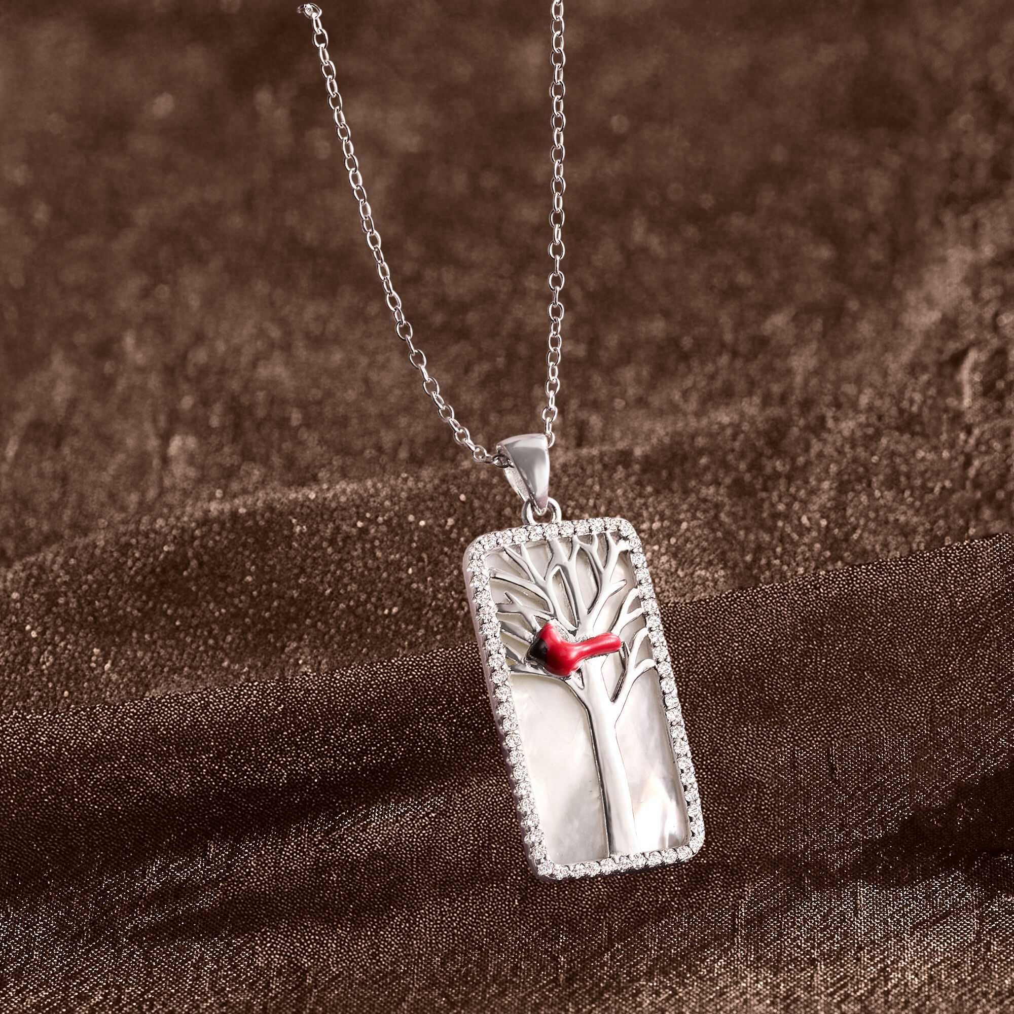 Mother-of-Pearl and .30 ct. t.w. White Topaz Cardinal Pendant