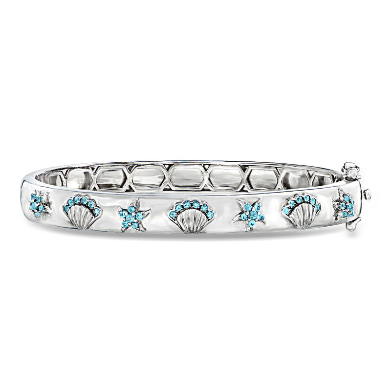 .50 ct. t.w. Tonal Blue Topaz Sea Life Bangle Bracelet in Sterling Silver image number 0