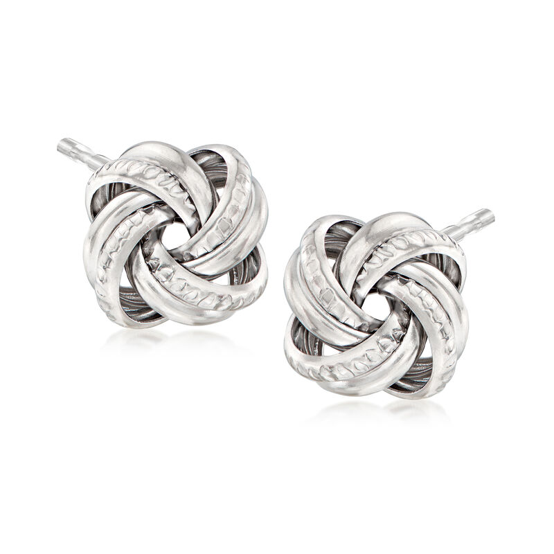 Italian Sterling Silver Love Knot Earrings image number 0