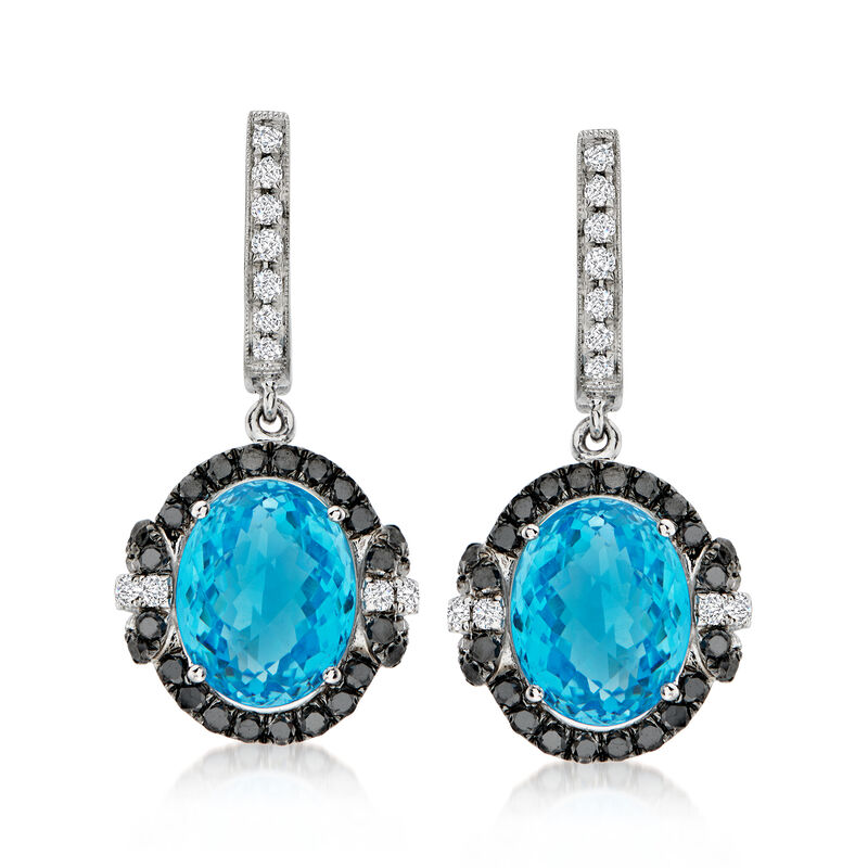 Le Vian 6.75 ct. t.w. Blue Topaz Drop Earrings with .92 ct. t.w. Vanilla and Blackberry Diamonds in 14kt Vanilla Gold  image number 0