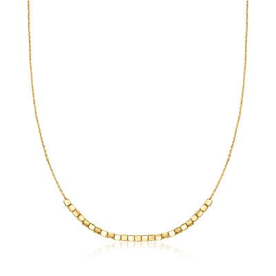 Italian 18kt Gold Over Sterling Square Bead Necklace