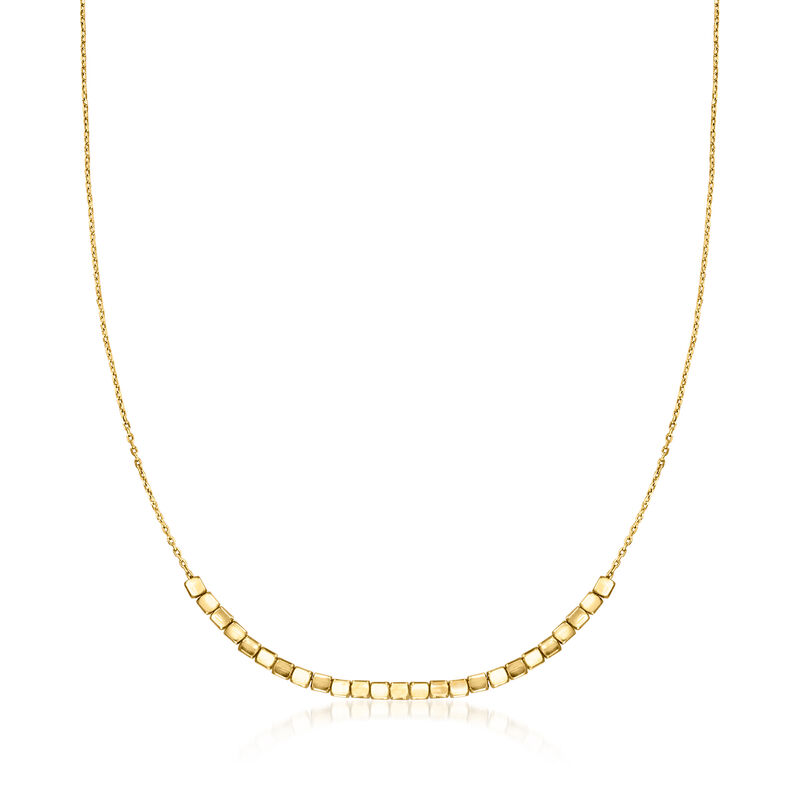 Italian 18kt Gold Over Sterling Square Bead Necklace image number 0