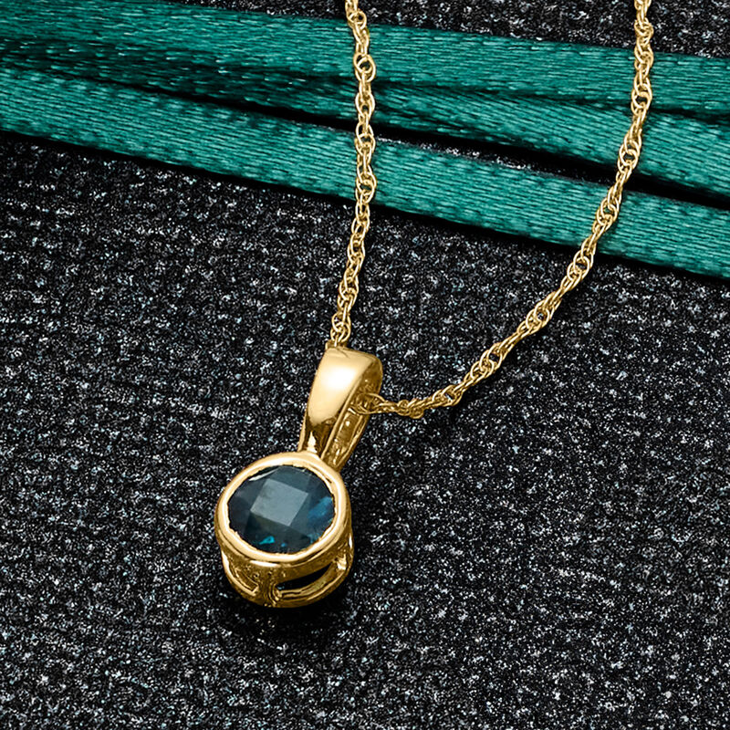 .26 Carat London Blue Topaz Pendant Necklace in 14kt Yellow Gold image number 2
