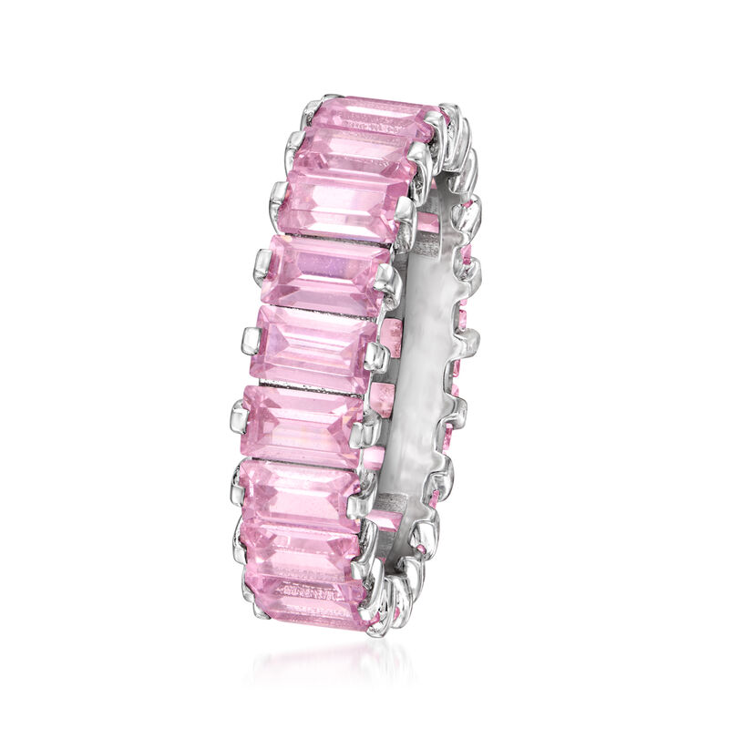 5.50 ct. t.w. Simulated Pink Sapphire Eternity Band in Sterling Silver image number 2