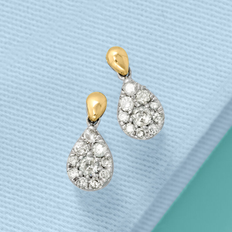 .50 ct. t.w. Diamond Pear-Shaped Cluster Drop Earrings in Sterling Silver and 14kt Yellow Gold image number 2