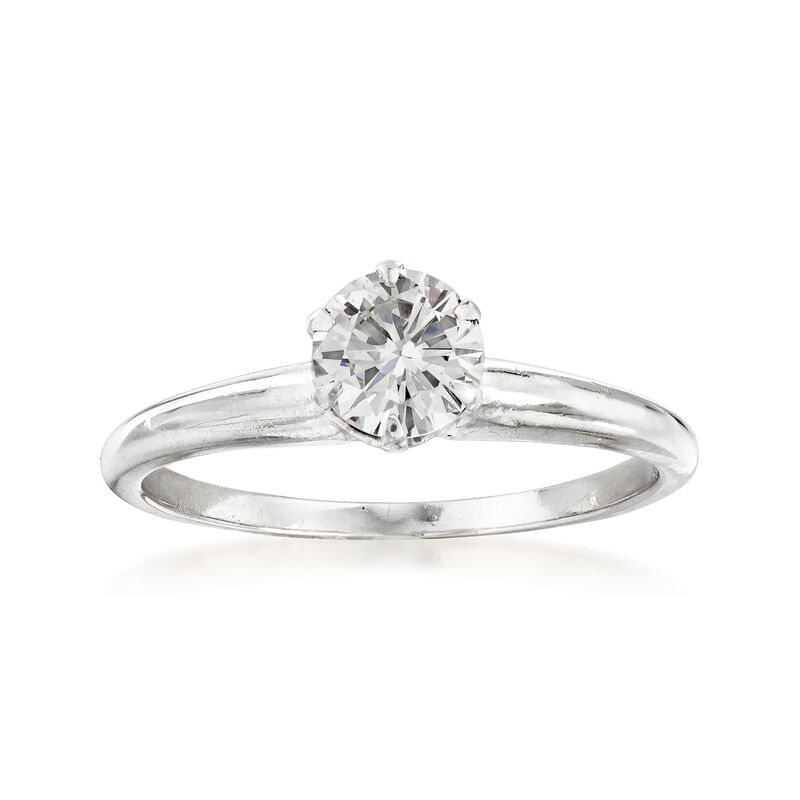 C. 1970 Vintage .65 Carat Diamond Ring in 14kt White Gold. Size 7 image number 0