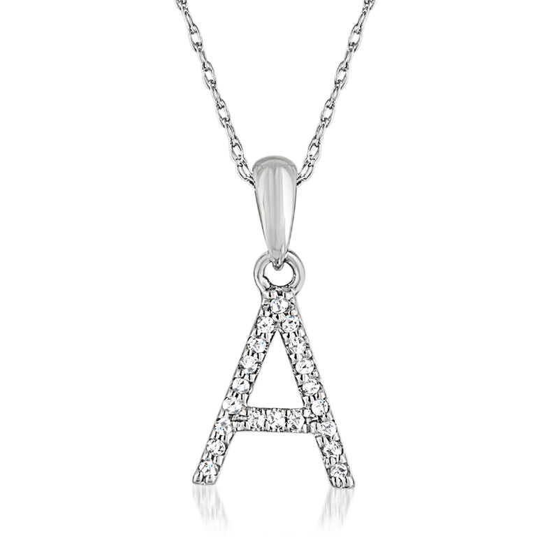 Diamond Initial Pendant Necklace in 14kt White Gold image number 1