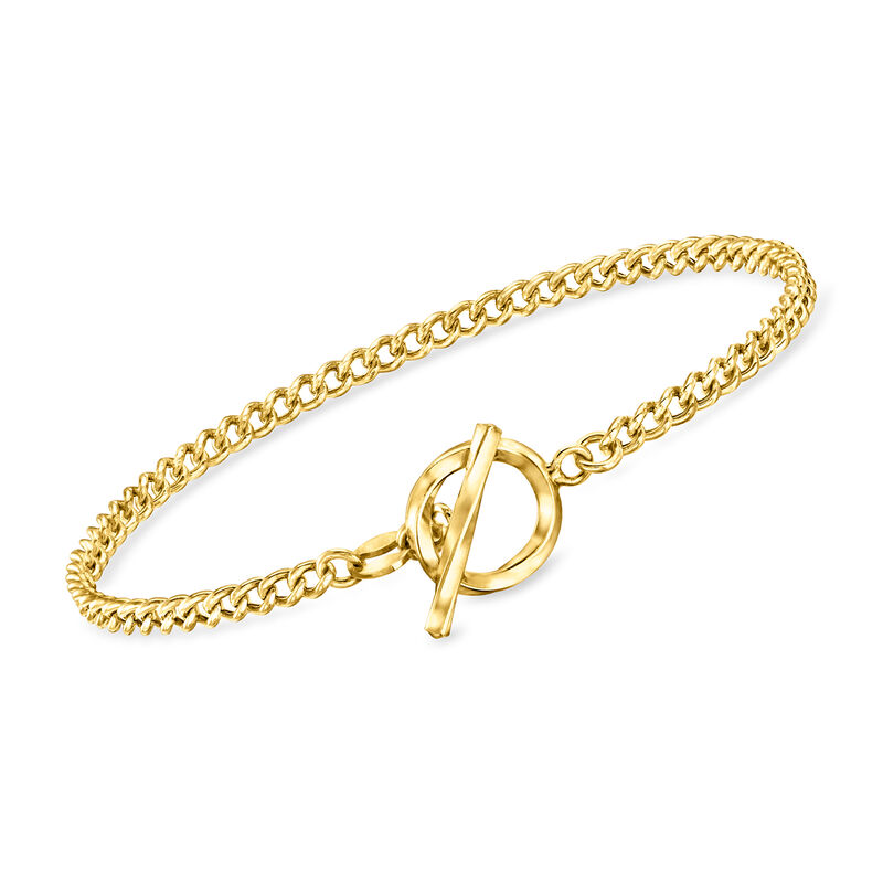 Italian 18kt Gold Vermeil Curb-Link Toggle Bracelet image number 0