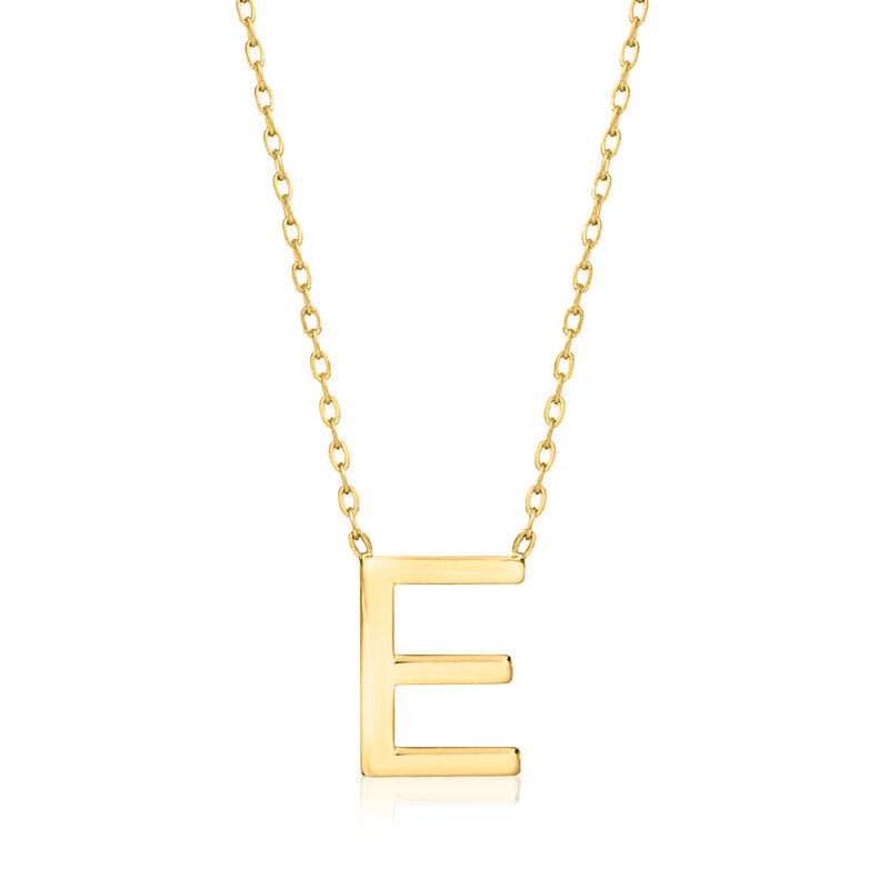 E - Italian 14kt Yellow Gold Initial Necklace. 16&quot;  image number 0
