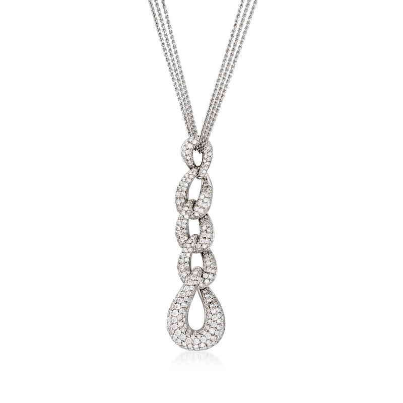 C. 1990 Vintage Bucherer 3.75 ct. t.w. Diamond Teardrop Necklace in 18kt White Gold. 16.75&quot; image number 0