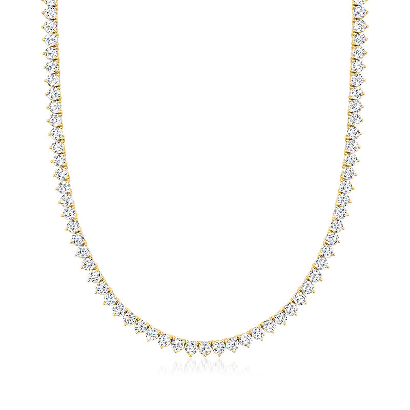 20.00 ct. t.w. CZ Tennis Necklace in 18kt Gold Over Sterling image number 0