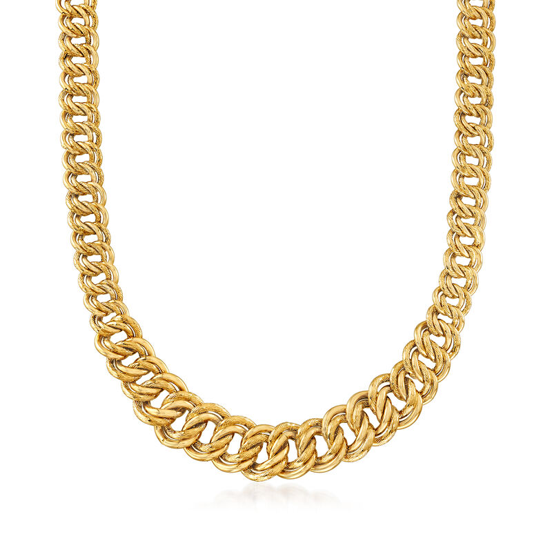 Italian 14kt Yellow Gold Graduated Double-Link Necklace image number 0