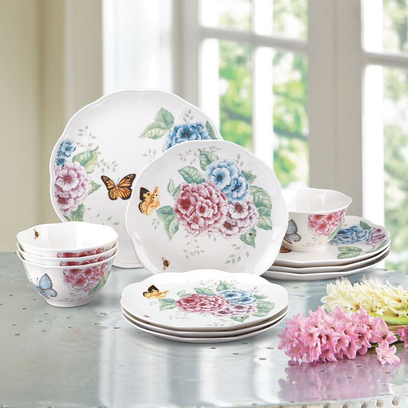 Lenox "Butterfly Meadow - Hydrangea" 12-pc. Service for 4 Porcelain Dinnerware Set image number 1