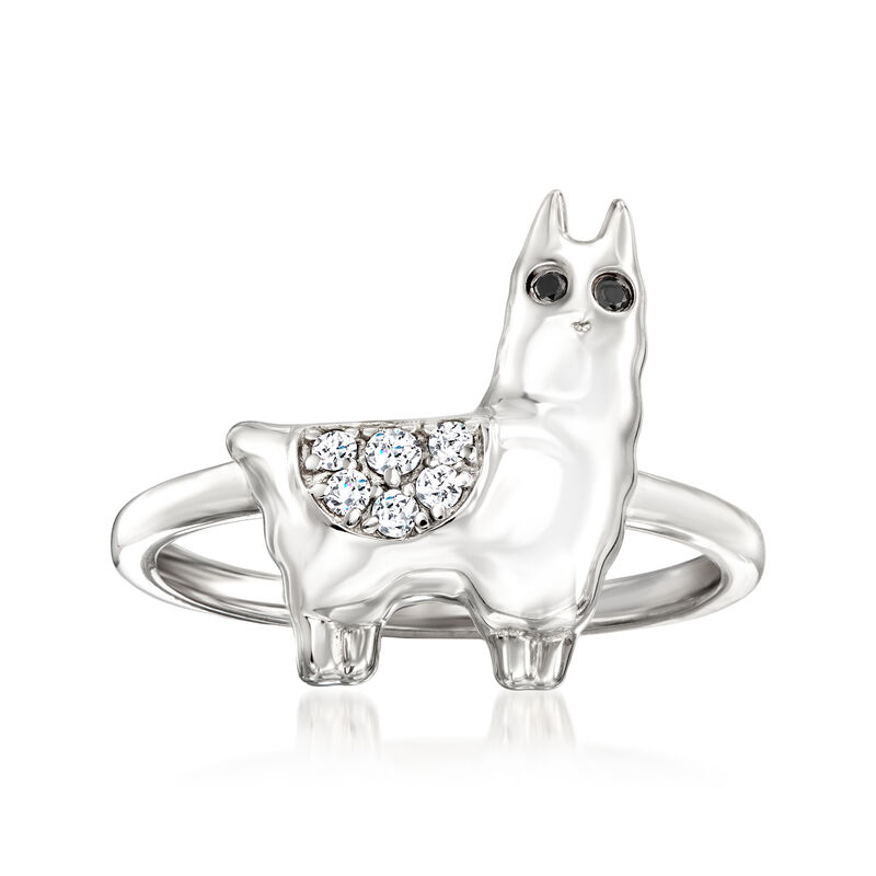 .10 ct. t.w. White and Black Diamond Llama  Ring in Sterling Silver image number 0