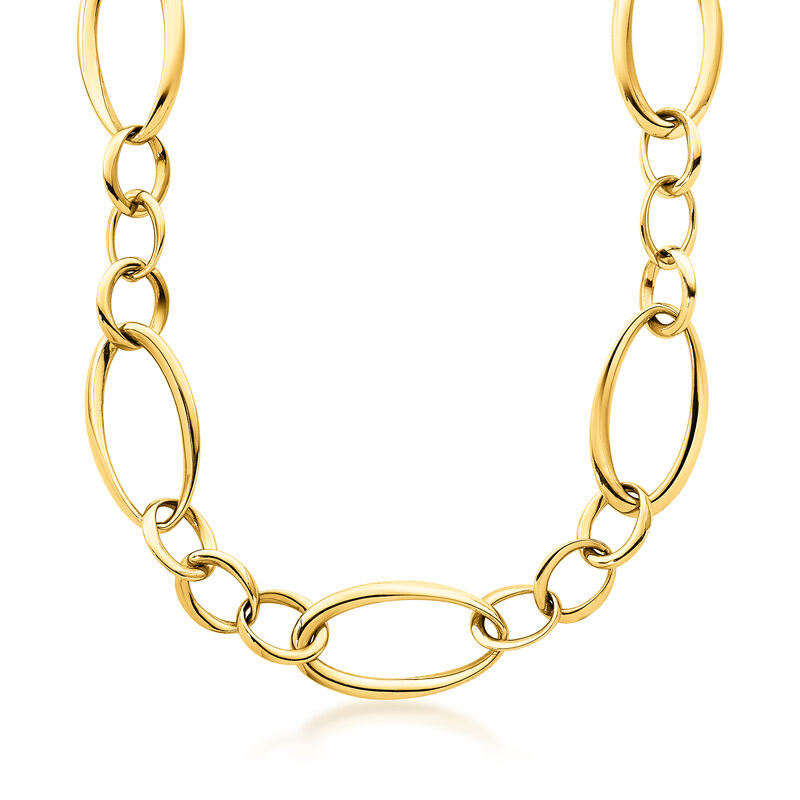 Italian 18kt Yellow Gold Oval-Link Necklace. 18&quot; image number 0