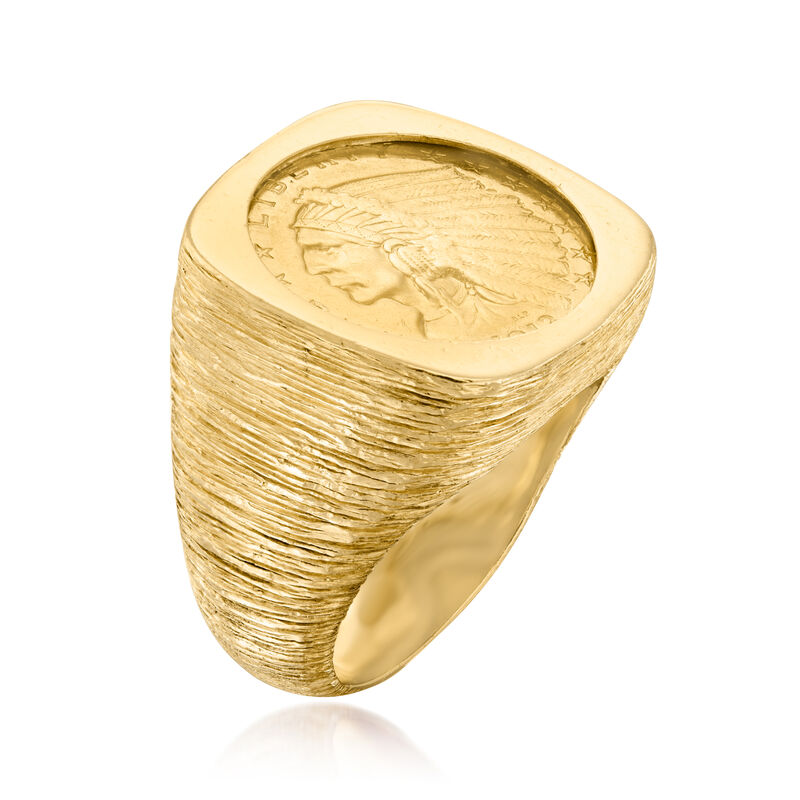 C. 1970 Vintage 14kt and 22kt Yellow Gold Indian Head Coin Ring image number 1