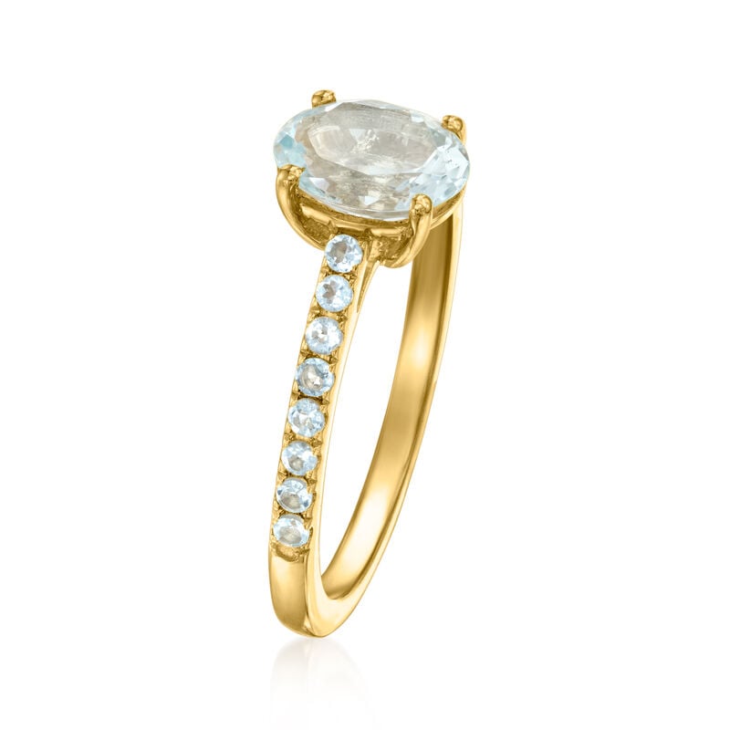 1.40 ct. t.w. Aquamarine Birthstone Ring in 18kt Gold Over Sterling image number 2
