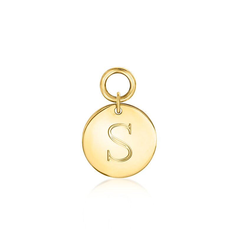 Plain - Italian 14kt Yellow Gold Disc Hoop Charms  image number 1