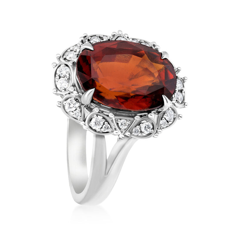 7.25 Carat Hessonite Garnet and .25 ct. t.w. Diamond Ring in 18kt White Gold. Size 6 image number 1