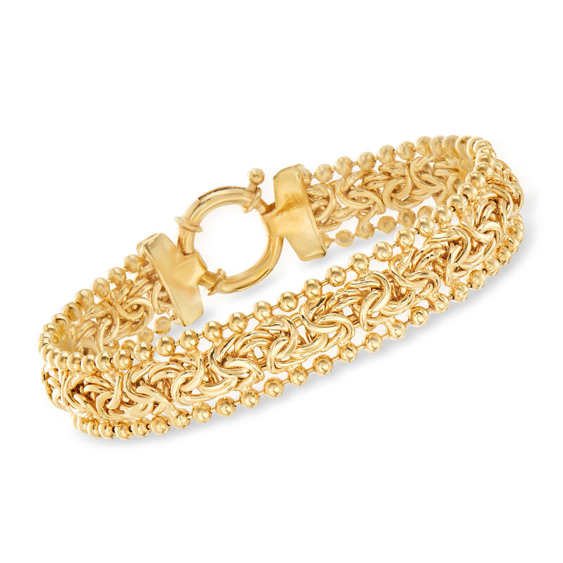 18kt Gold Over Sterling Byzantine Beaded-Edge Bracelet image number 0