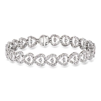 C. 1990 Vintage 2.00 ct. t.w. Diamond Heart-Link Bracelet in 18kt White Gold