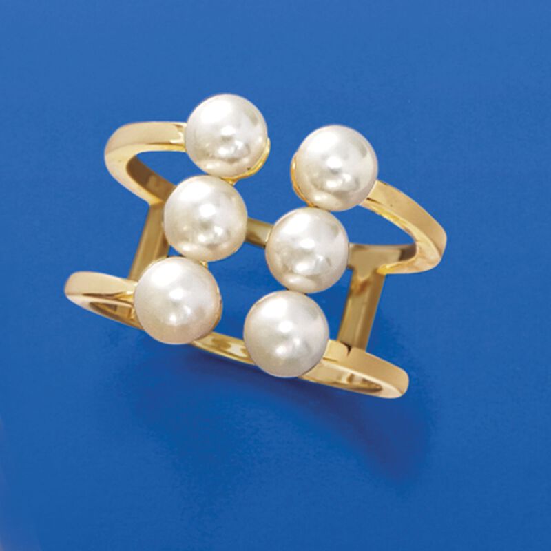 4-5.5mm Cultured Pearl Ring in 18kt Yellow Gold Over Sterling Silver image number 3