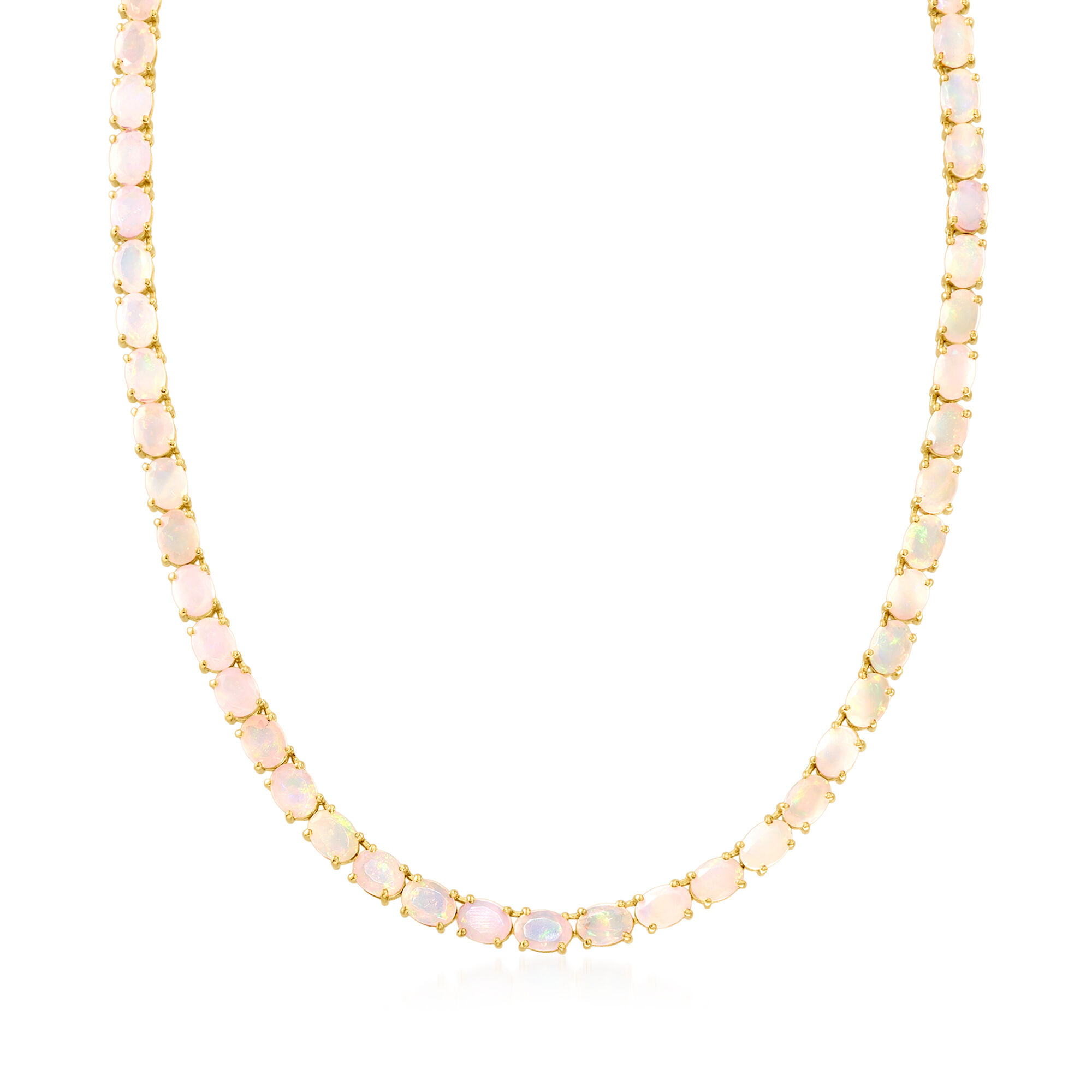 25.00 ct. t.w. Ethiopian Opal Tennis Necklace in 18kt Gold Over