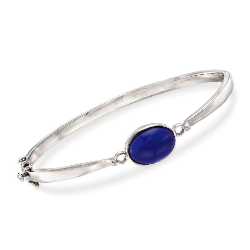 Bezel-Set Lapis Bangle Bracelet in Sterling Silver image number 0