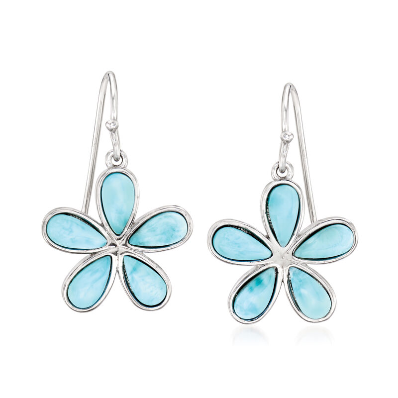 Larimar Daisy Drop Earrings in Sterling Silver image number 0