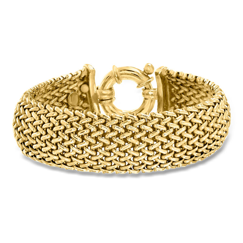 Italian 22kt Gold Over Sterling Riso-Link Bracelet image number 0