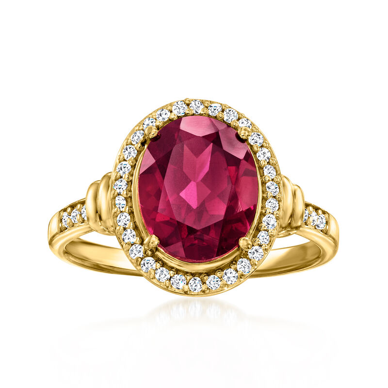 2.90 Carat Rhodolite Garnet Ring with .20 ct. t.w. White Topaz in 18kt Gold Over Sterling image number 0