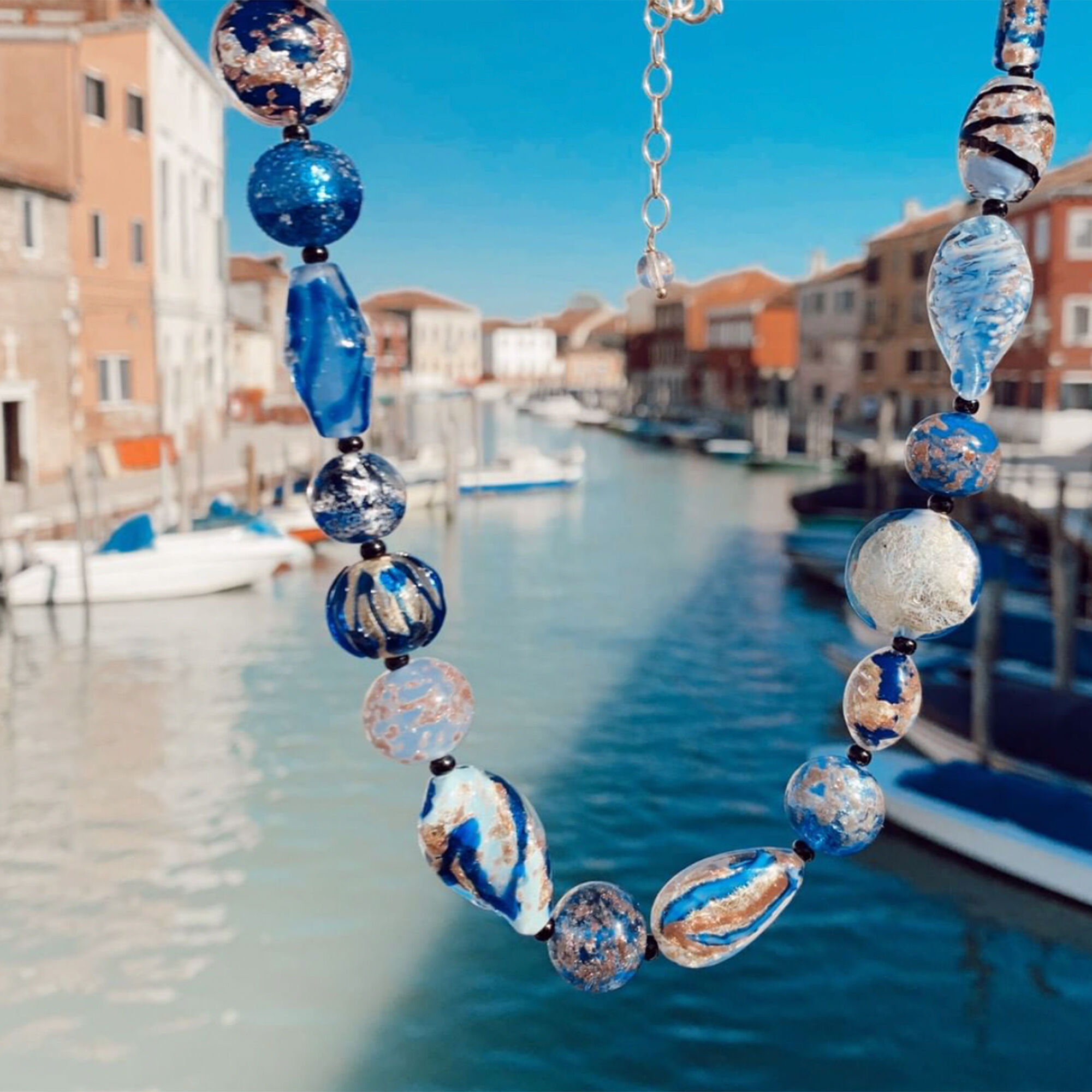 Italian Multicolored Murano Glass Bead Necklace in 18kt Gold Italian Multicolored Murano Glass Bead Necklace in 18kt Gold