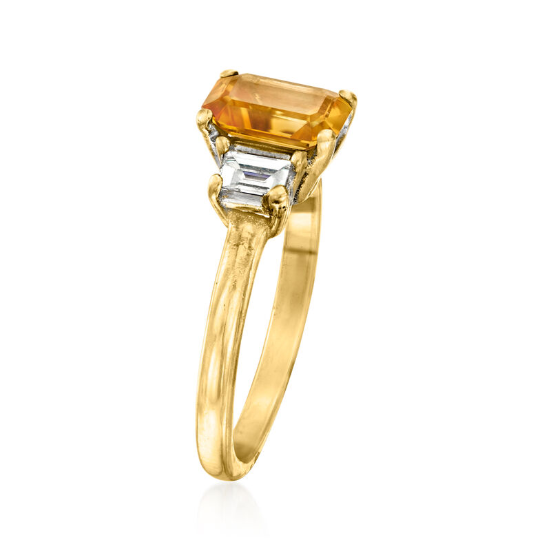 C. 1990 Vintage 1.15 Carat Citrine and .40 ct. t.w. Diamond Ring in 14kt Yellow Gold. Size 6.5 image number 2