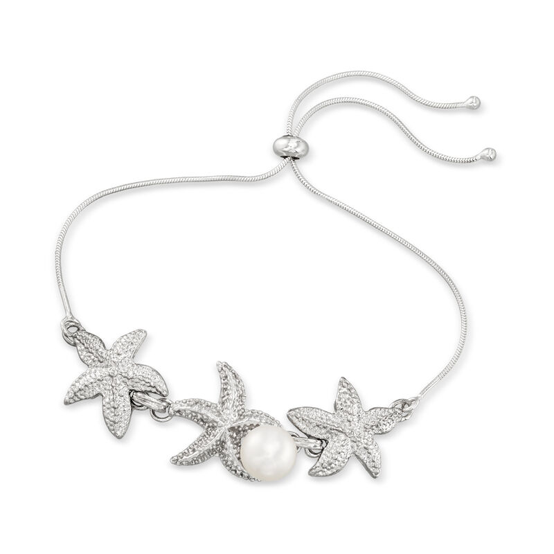 8.5-9mm Cultured Pearl Starfish Trio Bolo Bracelet in Sterling Silver  image number 2