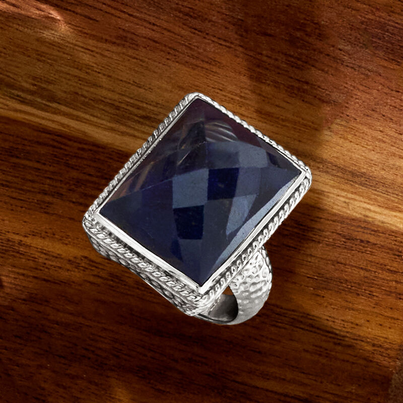 17.00 Carat Sapphire Roped-Edge Ring in Sterling Silver image number 3