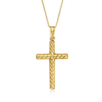 C. 2000 Vintage 14kt Yellow Gold Cross Pendant Necklace