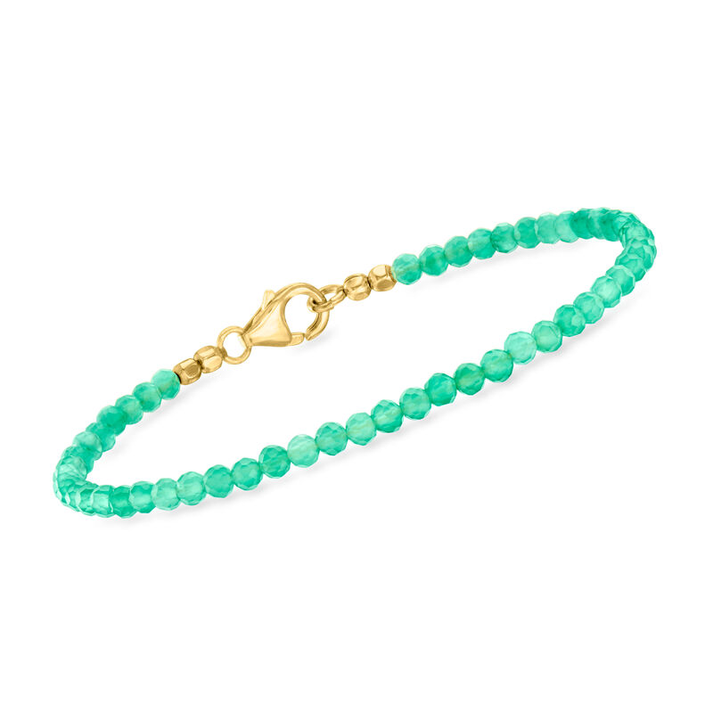 Green Chalcedony Bead Bracelet in 18kt Gold Over Sterling image number 0