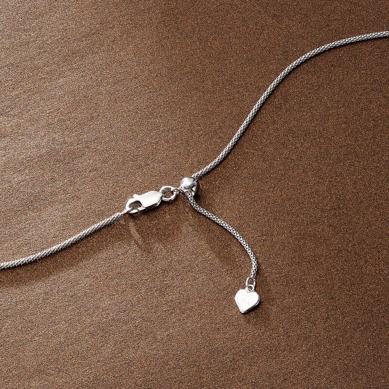 Italian 1.4mm Sterling Silver Adjustable Slider Popcorn Chain Necklace. 24&quot; image number 3