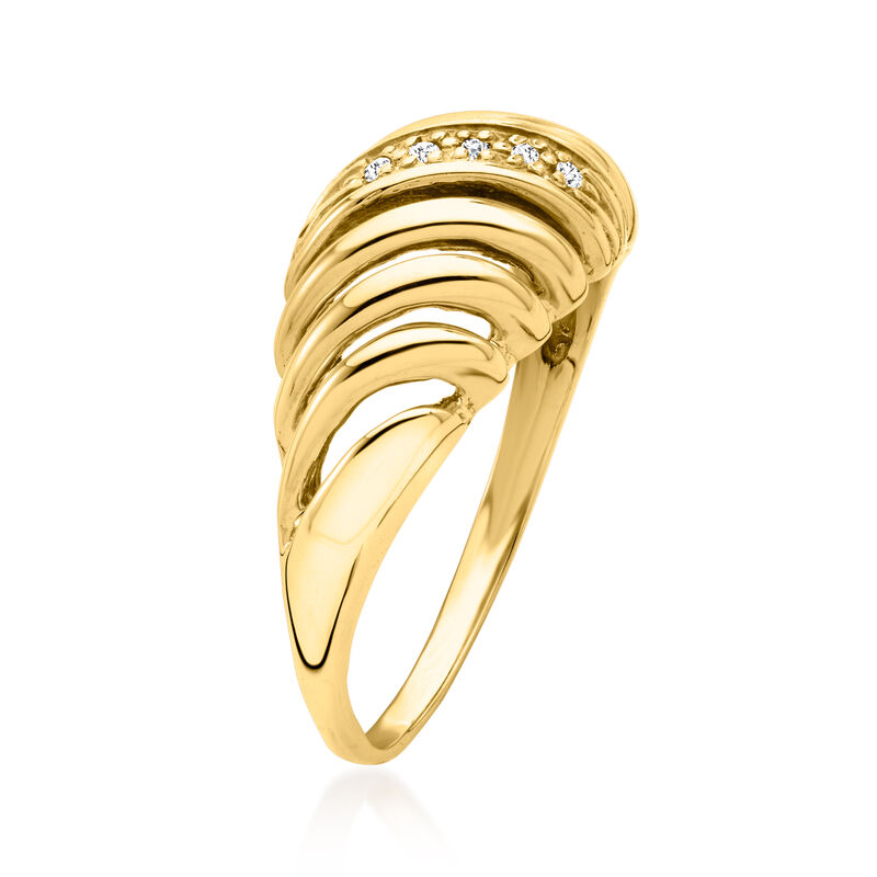 C. 1980 Vintage Diamond Shrimp Ring in 10kt Yellow Gold. Size 6 image number 2