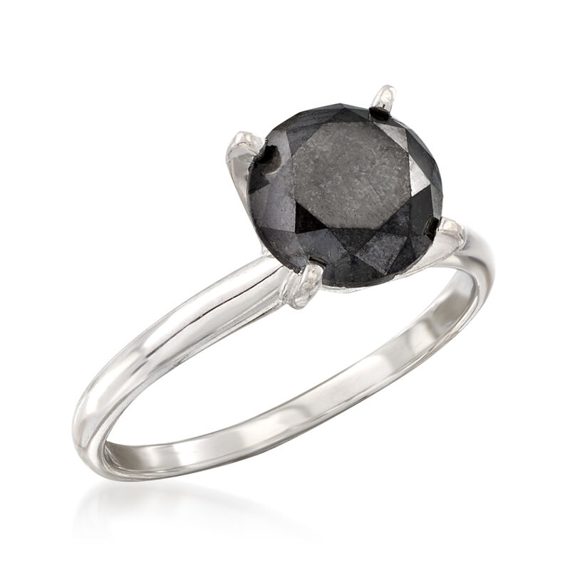 3.00 Carat Black Diamond Solitaire Ring in 14kt White Gold image number 3