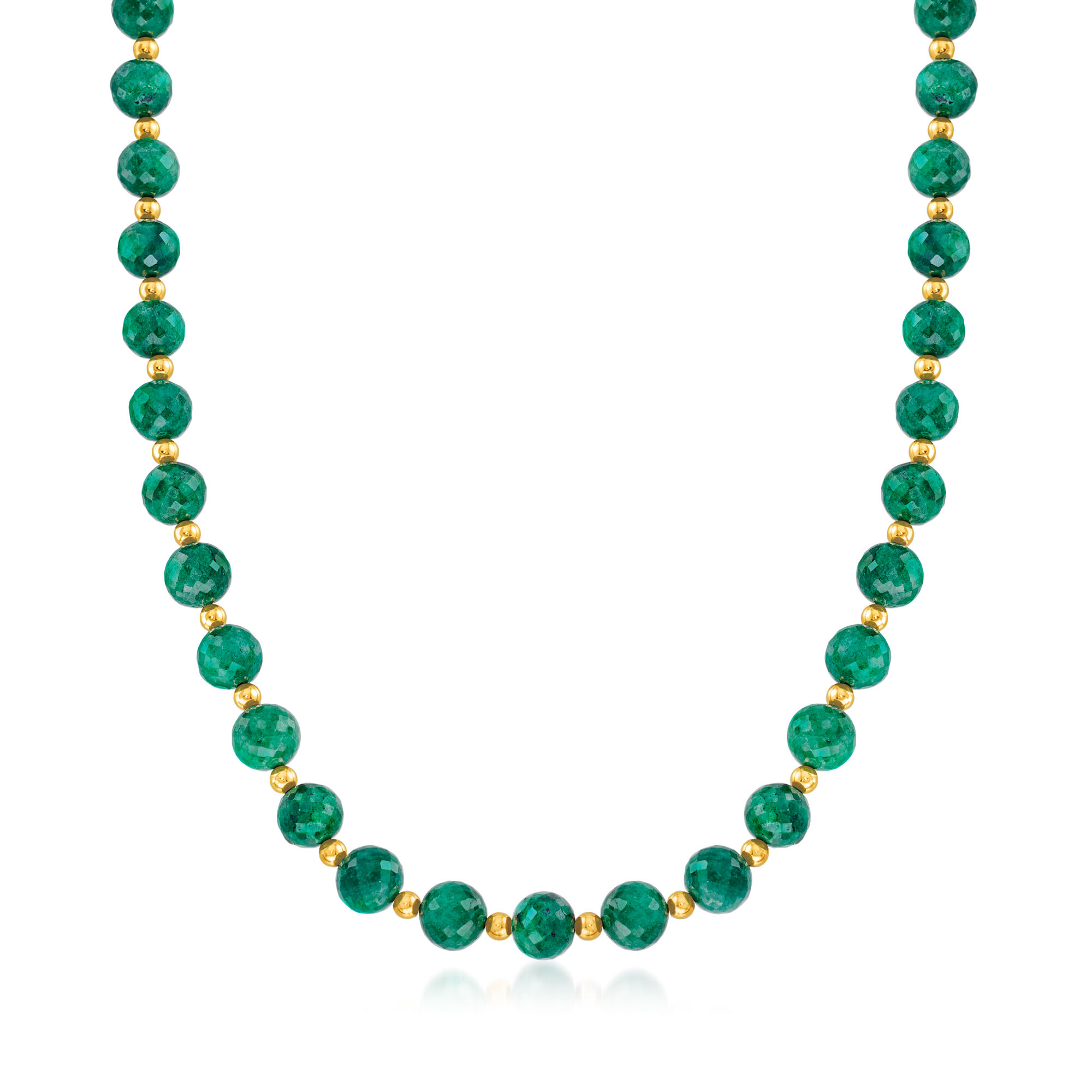 K18 黄金ビーズ エメラルドビーズ ネックレス Ross-Simons] レデイーズ 235.00 ct。 T.W. 14ktゴールドの