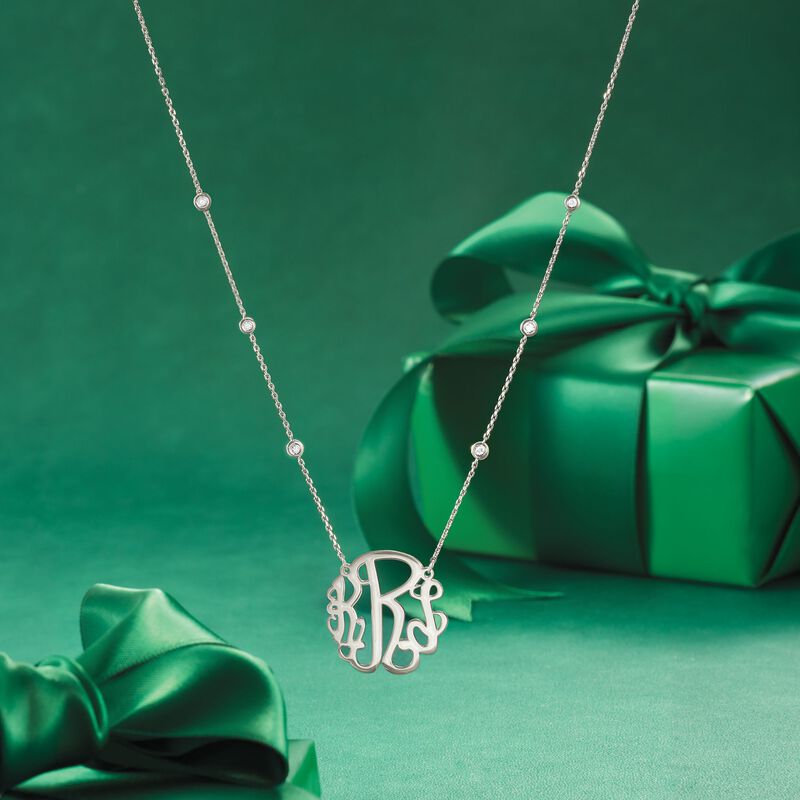 .18 ct. t.w. Diamond Personalized Monogram Necklace in Sterling Silver image number 2