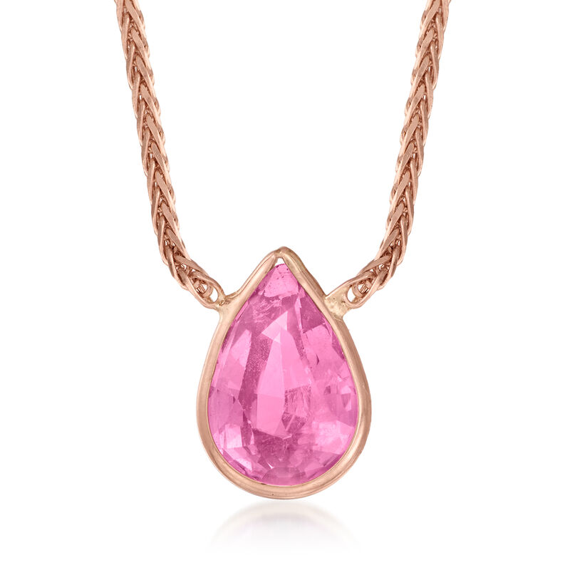C. 1990 Vintage 2.25 Carat Pink Sapphire Necklace in 14kt Rose Gold image number 0