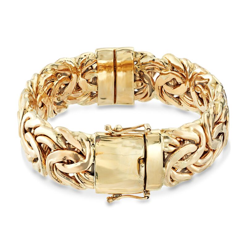 14kt Yellow Gold Byzantine Bangle Bracelet. 7&quot; image number 2