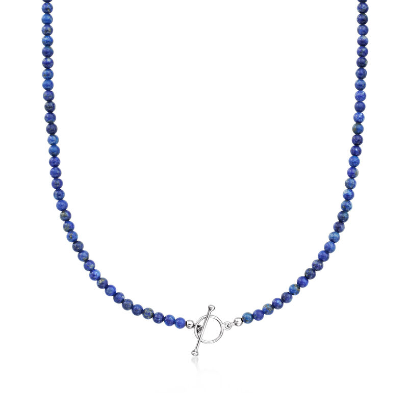 4mm Lapis Bead Charm-Compatible Toggle Necklace in Sterling Silver image number 0