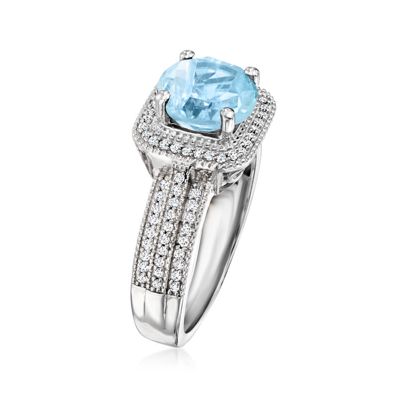 2.40 Carat Sky Blue Topaz and .33 ct. t.w. Diamond Ring in Sterling Silver image number 2