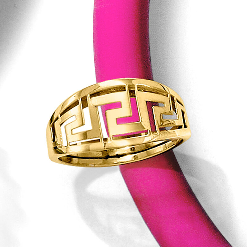 Italian 14kt Yellow Gold Greek Key Ring image number 4